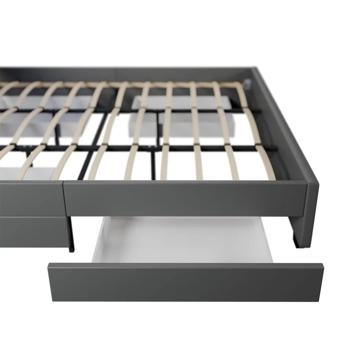 Lit capitonné LED Lyon avec coffre de lit 180 x 200 cm - gris foncé