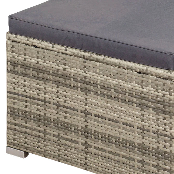 Salon en polyrotin Punta Cana M gris chiné et housses gris foncé