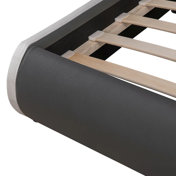 Lit rembourré Sevilla 180 x 200 cm éclairage LED et sommier à lattes gris foncé