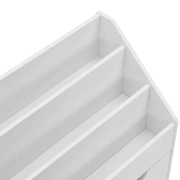 Kinder Bücherregal Weiss aus Holz 3 Fächer + 1 Kiste