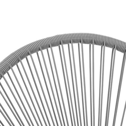 Set di mobili da balcone Ostana, gruppo di sedute grigio da 3 pezzi in design retrò con tavolo e 2 poltrone