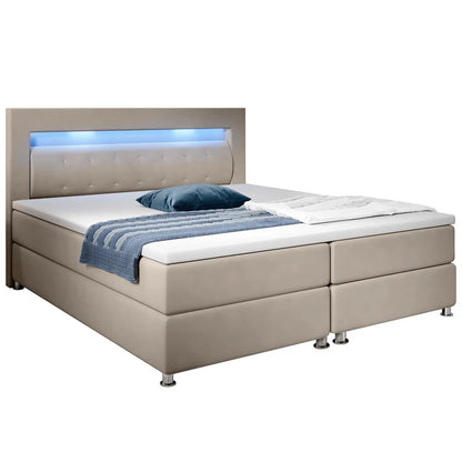 Letto boxspring LED Vancouver 140x200 cm Beige