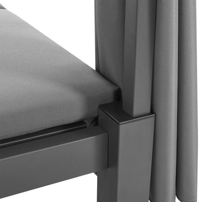 Doppel Loungebett Sonnenliege Kreta - Liege mit Dach in Grau