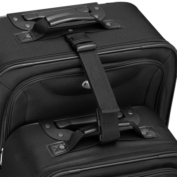 Set valigie trolley Athen - Nero Set da 5 pezzi con 2 trolley, borse a tracolla e 2 beauty case