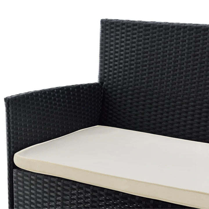 Polyrattan Sitzgruppe Fort Myers schwarz und cremeweiss Bezüge