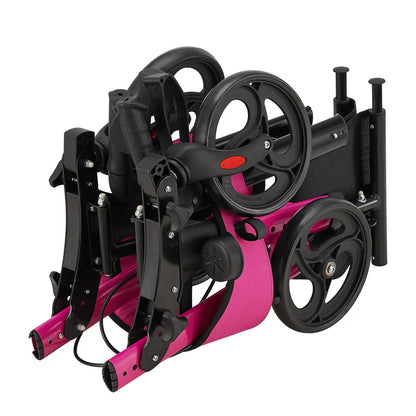 Déambulateur en aluminium Vital pliable avec siège et sac à provisions en violet