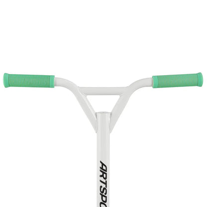 Stunt Scooter Futuriste en Blanc Vert Trick Scooter avec direction à 360°