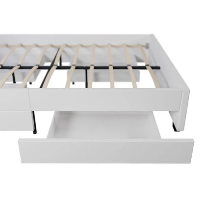 Lit capitonné LED Lyon avec coffre de lit 140 x 200 cm - blanc