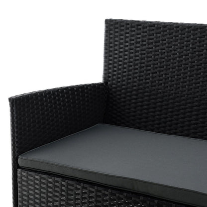 Groupe de sièges en polyrotin Fort Myers housses noires et gris foncé