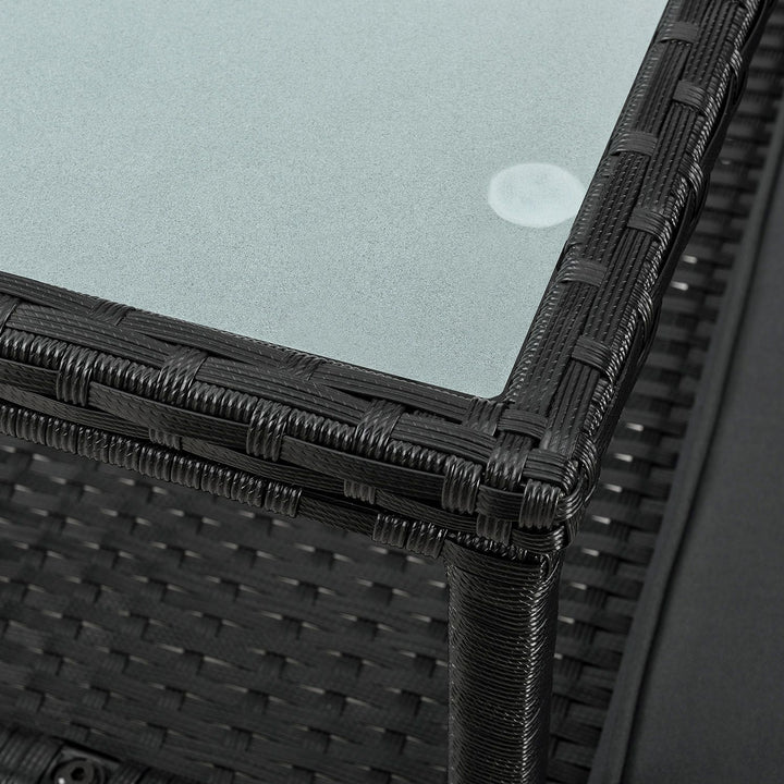 Polyrattan Gartenmöbel Sitzgruppe Monaco in schwarz und dunkelgraue Bezüge