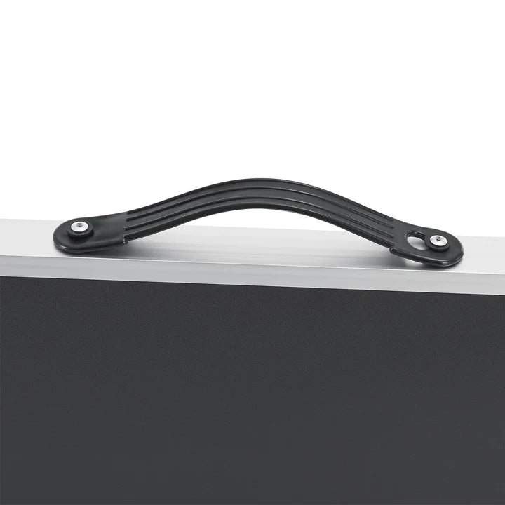 Set di 3 tavoli pieghevoli, alluminio, tavolo multifunzionale, 3 pezzi, nero