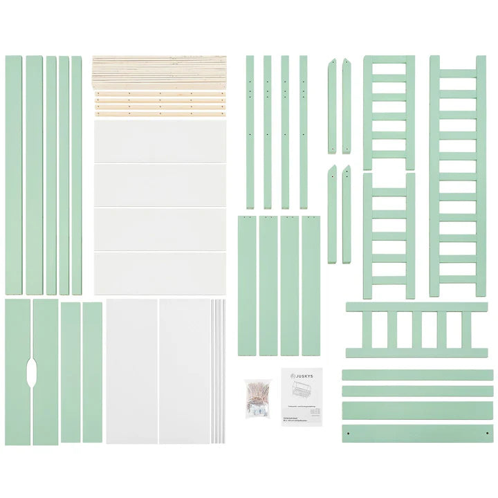 Lit enfant Marli 80 x 160 cm avec coffre de lit et sommier à lattes menthe