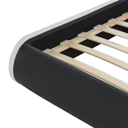 Lit rembourré LED Sevilla 140 x 200 cm sommier à lattes noir