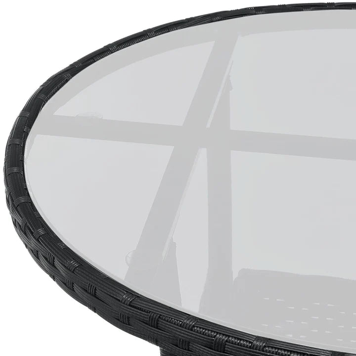 3-tlg Polyrattan Sitzgarnitur Balkon Set Bayamo schwarz / grau