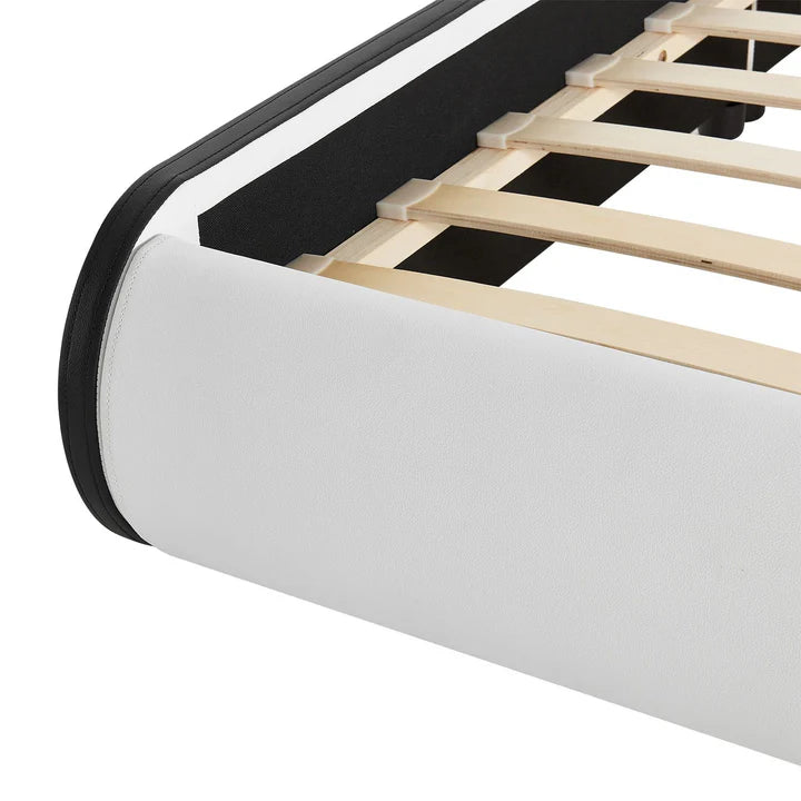 Lit rembourré LED Sevilla 140 x 200 cm sommier à lattes blanc