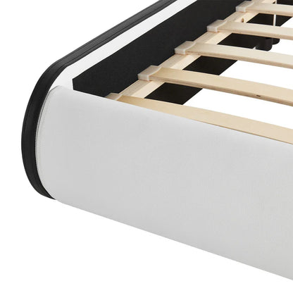 Lit rembourré LED Sevilla 140 x 200 cm sommier à lattes blanc