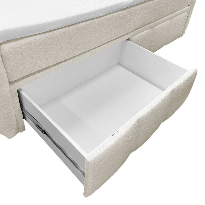 Boxspringbett Manitoba 180x200 cm mit Bettkasten Creme