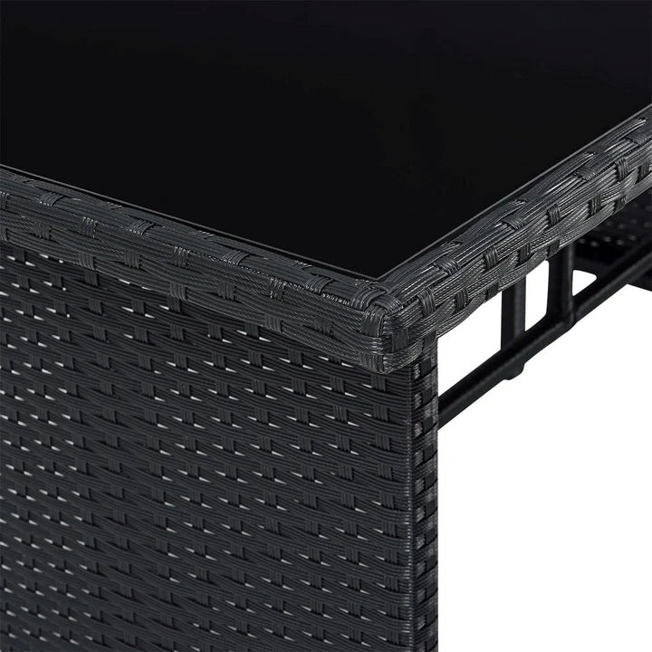 Salon Polyrotin Manacor Noir 2 tabourets