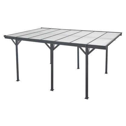 Abri de voiture à toit plat 5 x 3 m en gris foncé