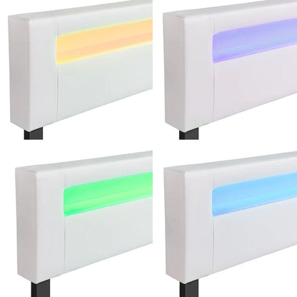 Lit tapissé LED Paris 180 x 200 cm sommier à lattes blanc