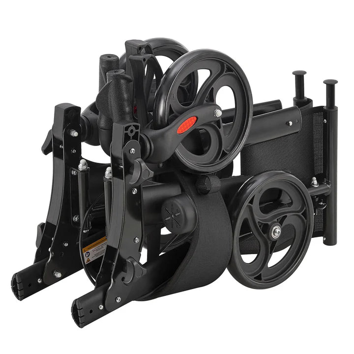 Déambulateur en aluminium Vital pliable avec siège et sac à provisions en noir