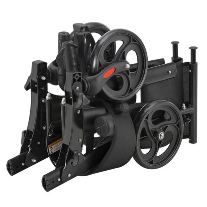 Déambulateur en aluminium Vital pliable avec siège et sac à provisions en noir