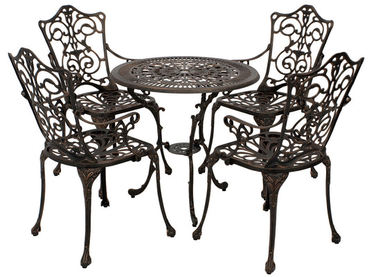 Bistroset Sitzgruppe LUGANO 5-teilig, Aluguss bronze antik