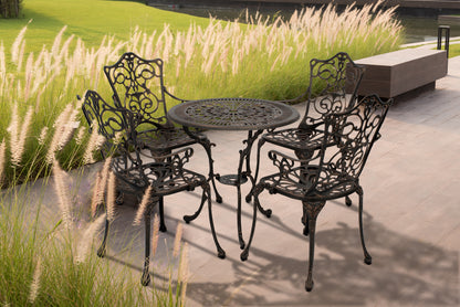 Ensemble bistro groupe de sièges LUGANO 5 pièces, fonte d'aluminium bronze antique