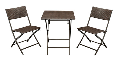 Bistroset ROSSANO 3-teilig klappbar, Metall + Polyrattan braun bicolor