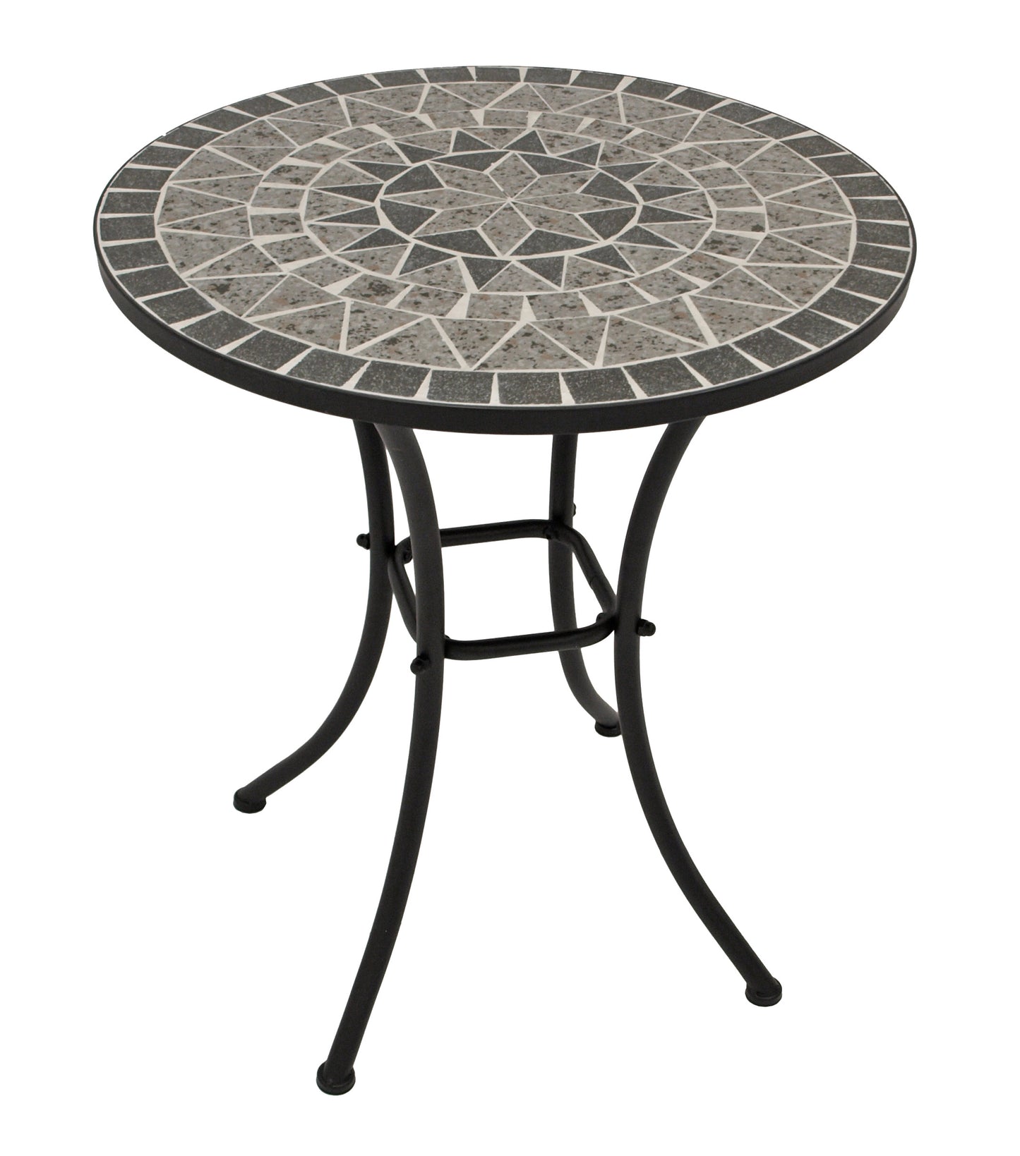 Table bistro SIENA 60cm ronde, fer noir et mosaïque grise