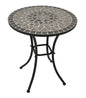 Table bistro SIENA 60cm ronde, fer noir et mosaïque grise