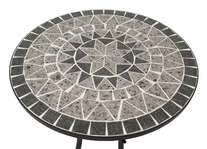 Table bistro SIENA 60cm ronde, fer noir et mosaïque grise