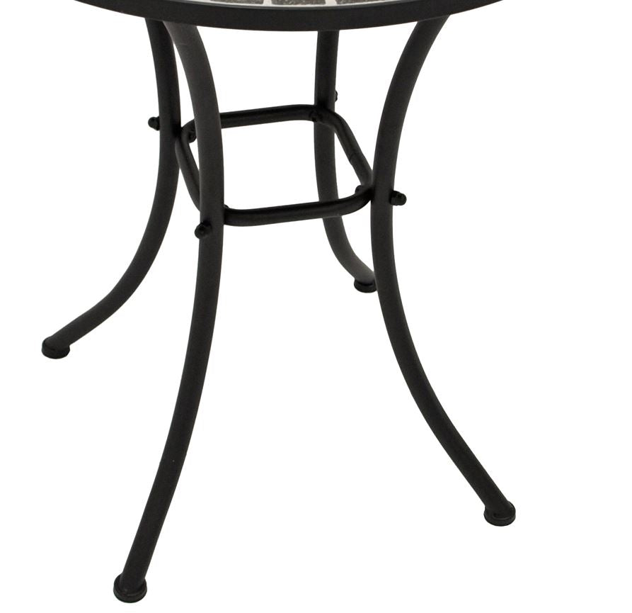 Table bistro SIENA 60cm ronde, fer noir et mosaïque grise