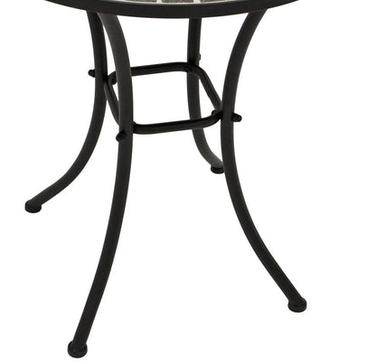 Table bistro SIENA 60cm ronde, fer noir et mosaïque grise