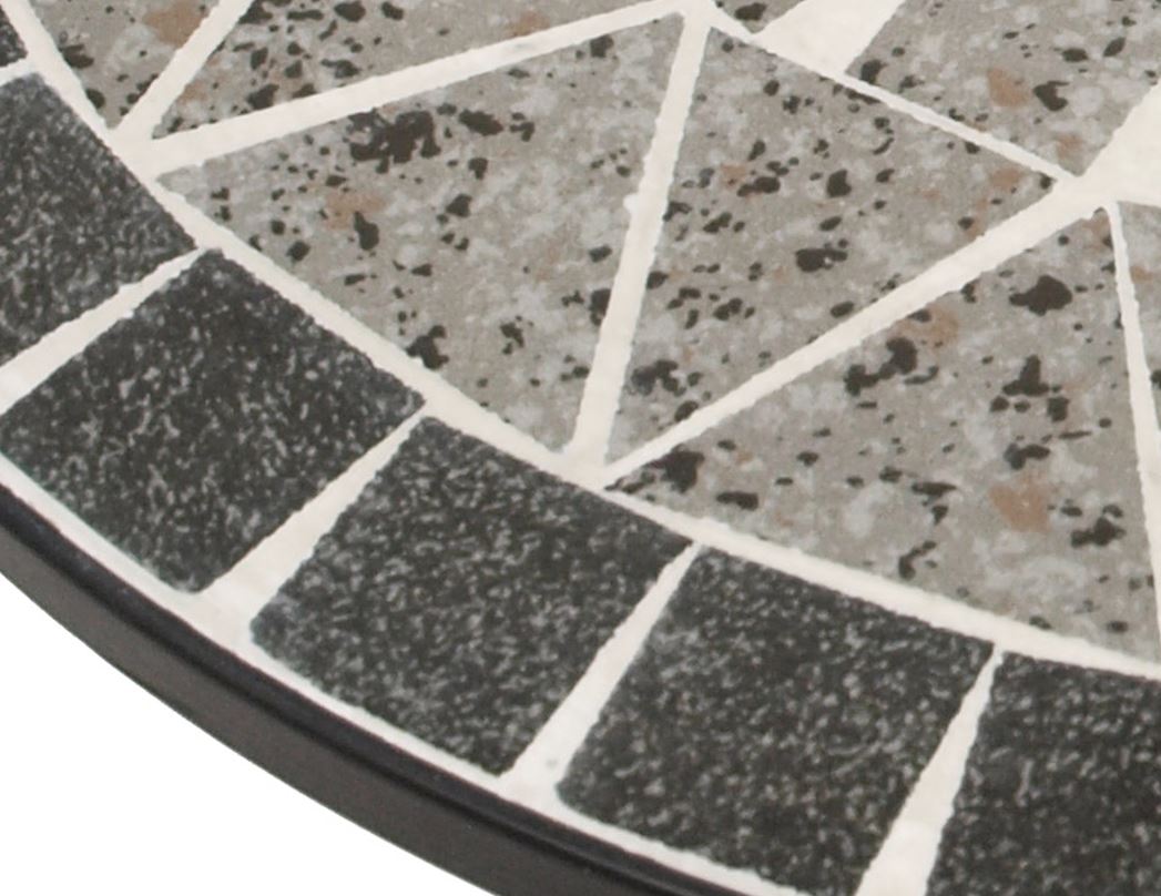 Table bistro SIENA 60cm ronde, fer noir et mosaïque grise