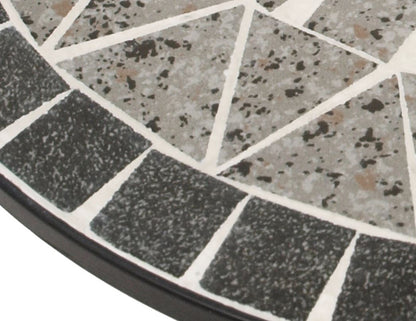 Table bistro SIENA 60cm ronde, fer noir et mosaïque grise