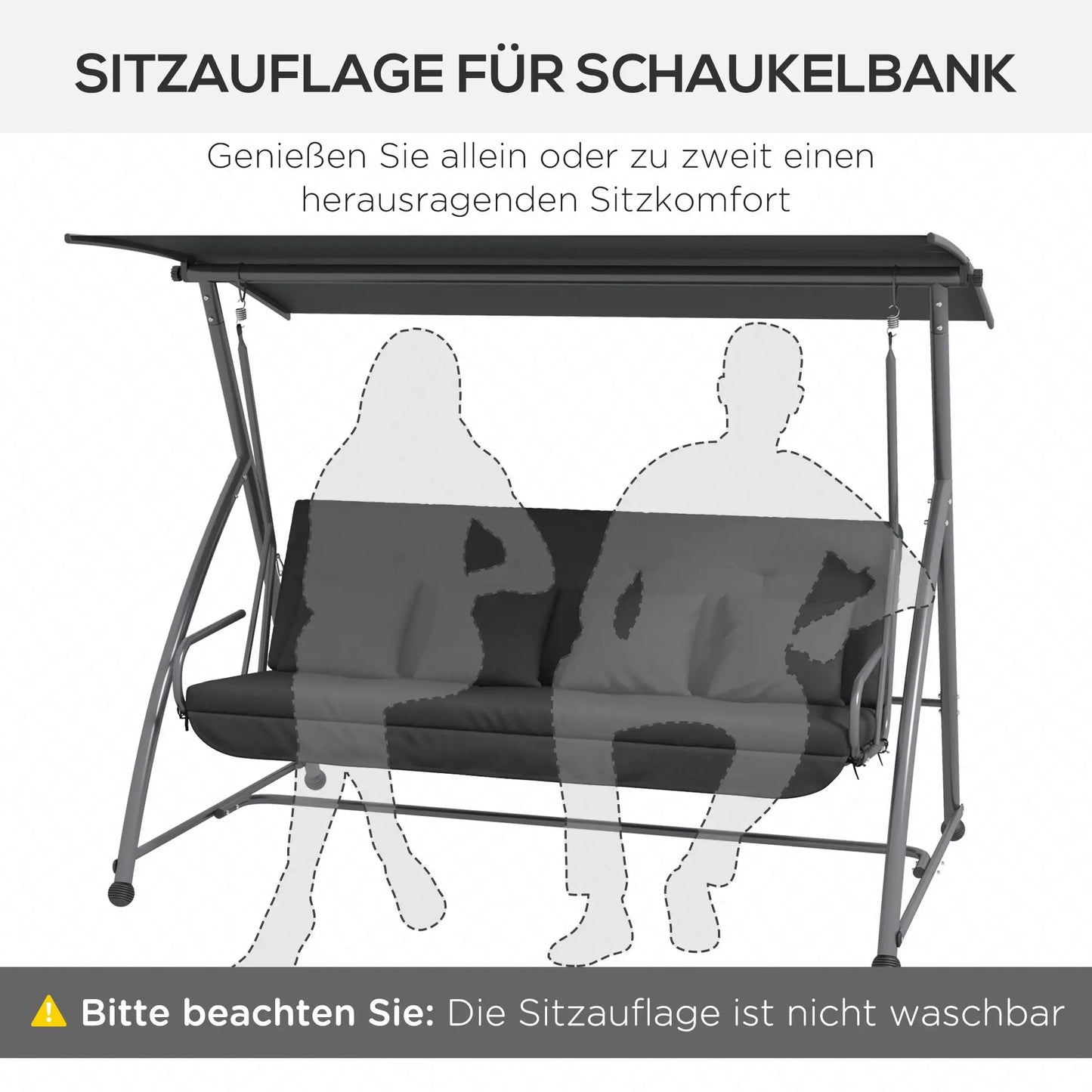 Sitzkissen Sitzauflage für Hollywoodschaukel 170 x 100 x 8cm Dunkelgrau