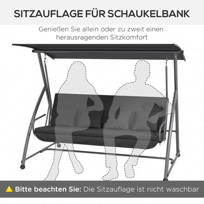Sitzkissen Sitzauflage für Hollywoodschaukel 170 x 100 x 8cm Dunkelgrau