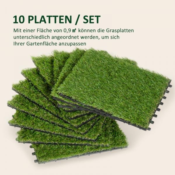 10er Terrassenfliesen 25mm Grün Set Kunstrasen