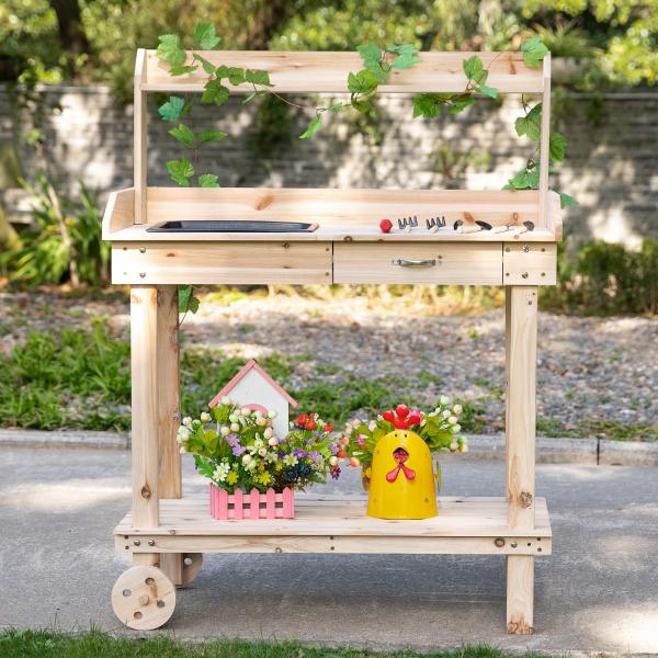 Pflanztisch Gärtnertisch Waschbecken Blumentisch Massivholz, Natur