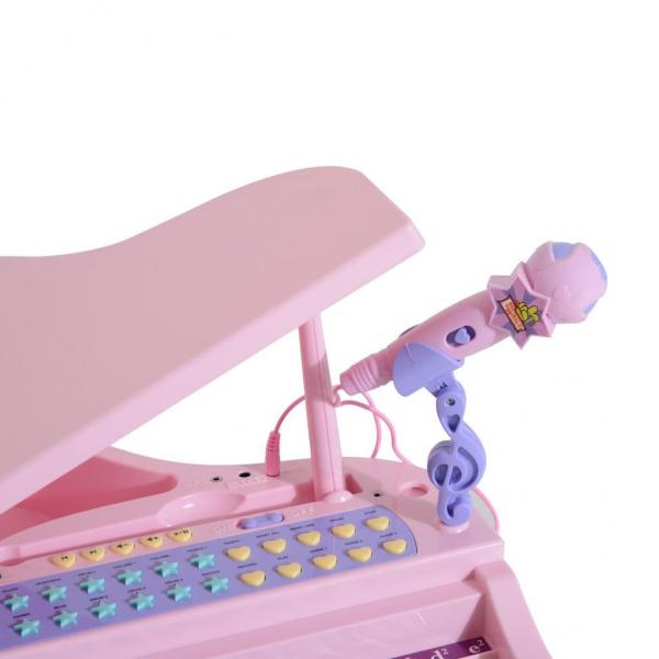 Kinder Klavier Keyboard Musikinstrument MP3 USB 37 Tasten mit Hocker Rosa