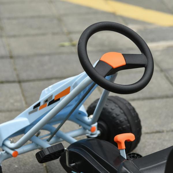 Go Kart Mit Pedal Kinderfahrzeug Tretauto mit Pedal für 3-8 Jahre Stahl Hellblau