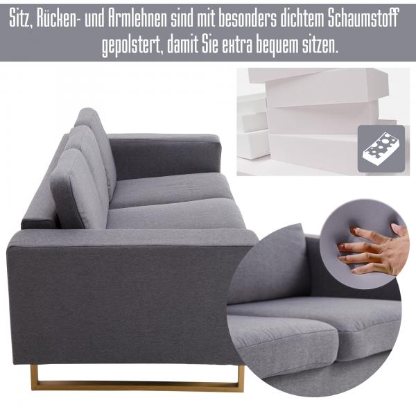 Polstersofa 3-Sitzer Stoffsofa dunkelgrau 200 x 82 x 78