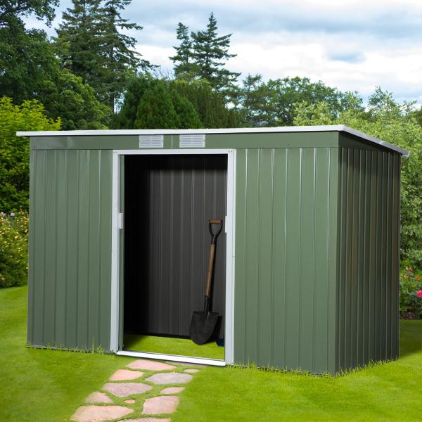 Gerätehaus Gartenhaus Geräteschuppen Hellgrün 280 x 130 x 172 cm - Palo24