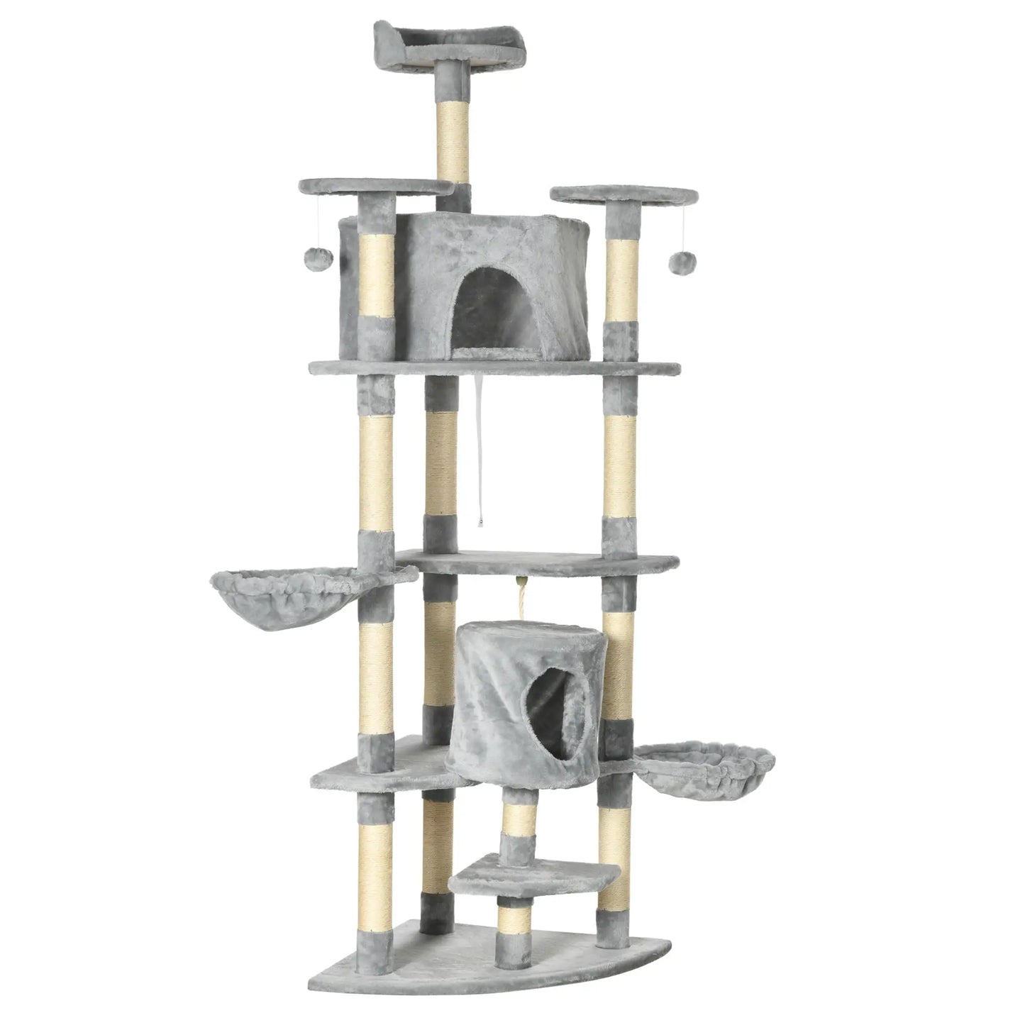 Pawhut Griffoir en Sisal et Hamac en Peluche Grotte 60 x 60 x 200 cm