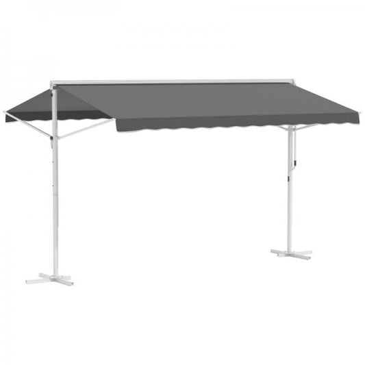 Tenda da sole autoportante da giardino tenda da sole con braccio pieghevole manovella terrazza grigio 4x3m