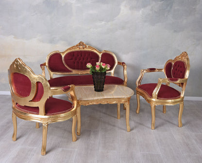 DIVANO SET GRUPPO DIVANO BAROCCO POLTRONA TAVOLINO
