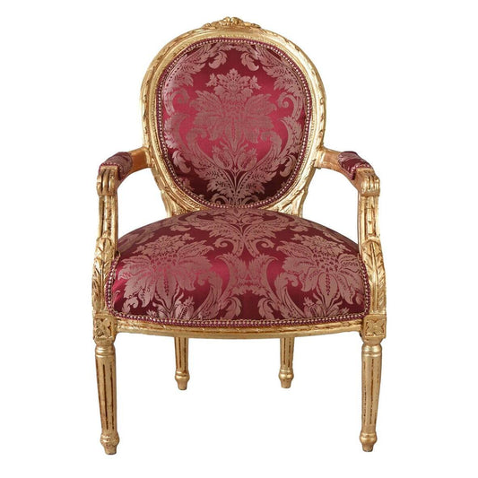 Königlicher Medaillon Sessel Barockstil Rot Gold - Palo24