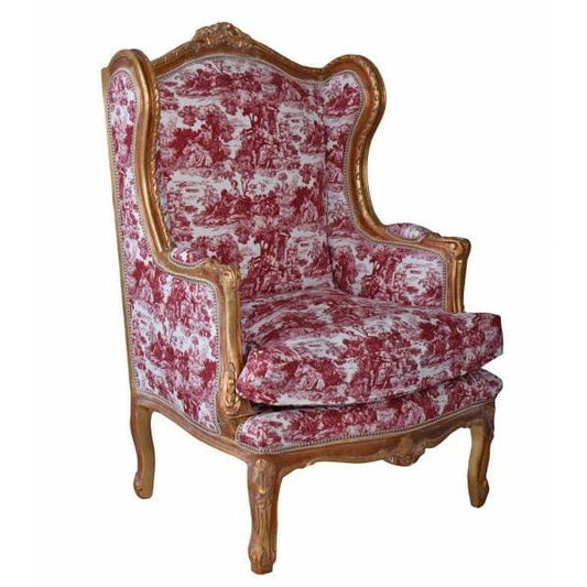 POLTRONA BAROCCA WING CHAIR ORO ANTICO ROCCO ROSSO