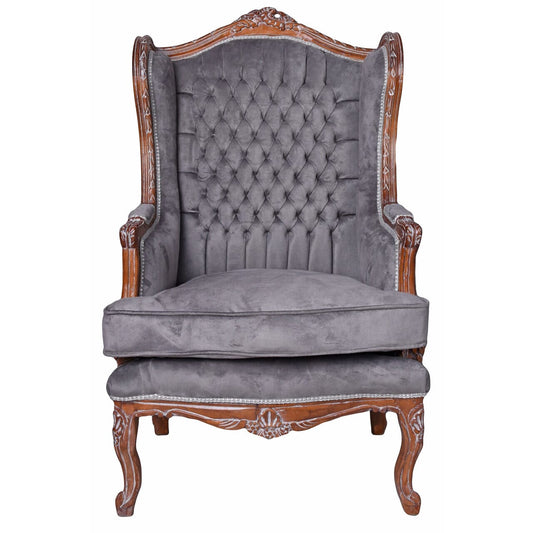 POLTRONA BAROCCA CON ALETTE POLTRONA ROYAL THRONE ANTICO MARRONE GRIGIO